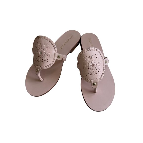 JACK ROGERS Light Pink Signature Leather Trim Sandals Size 9.5 - Picture 3 of 11